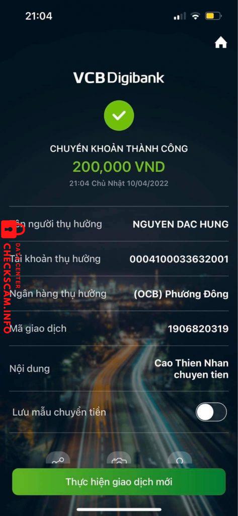 Preuves contre NGUYEN DAC HUNG