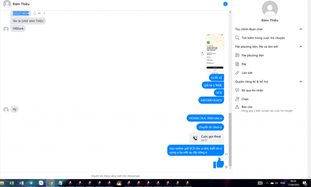 Preuves contre DAM VAN THIEU