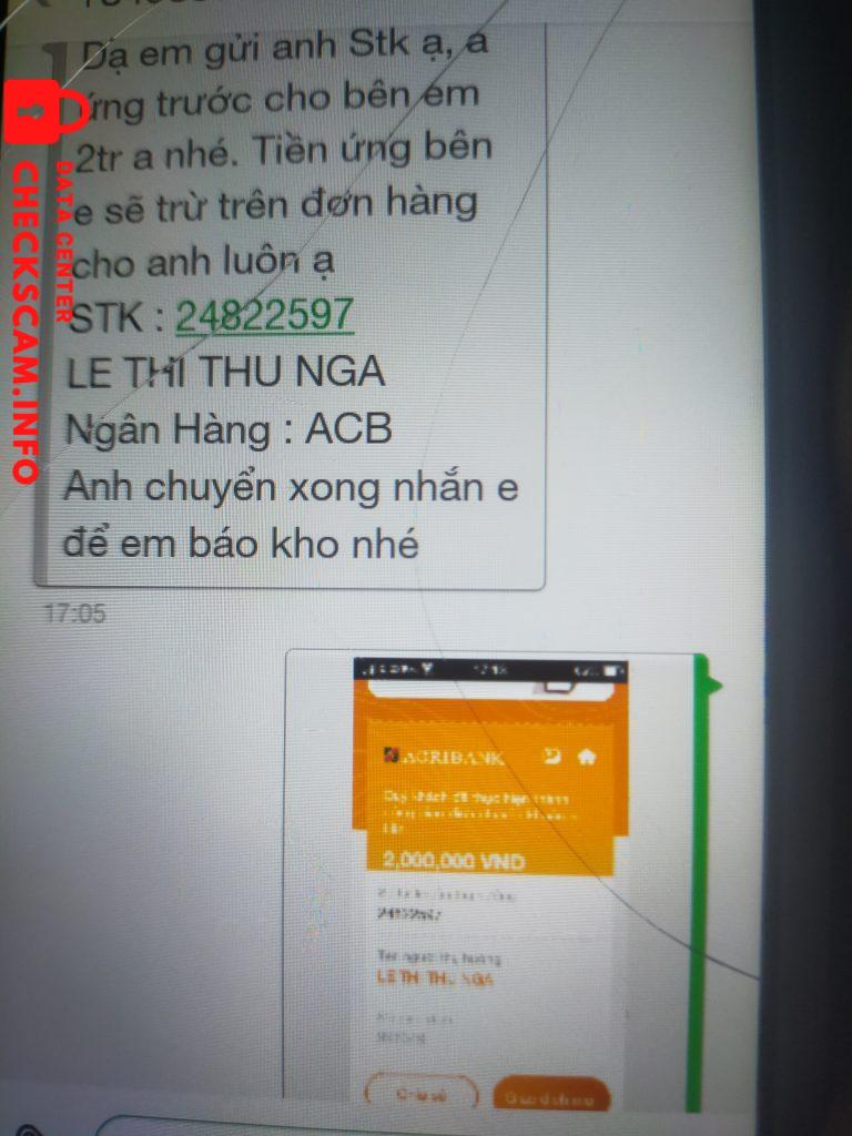 Preuves contre Lê Thị Thu Nga