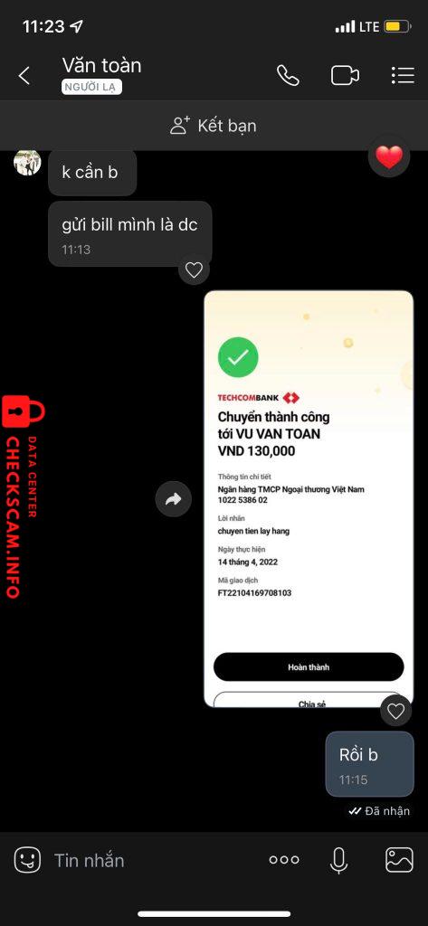 Preuves contre VU VAN TOAN