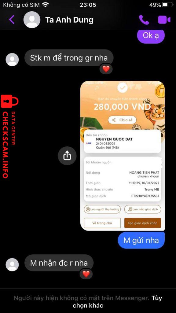 Preuves contre NGUYEN QUOC DAT