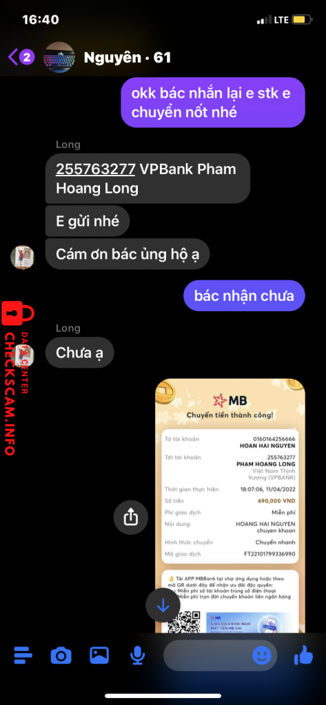 Preuves contre PHAM HOANG LONG