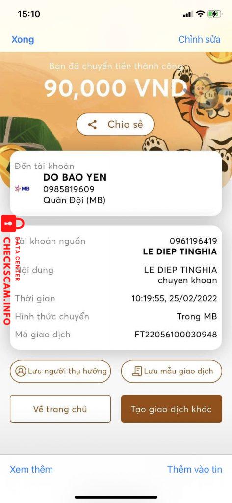Preuves contre DO BAO YEN