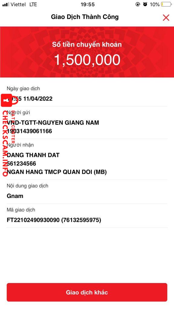 Preuves contre DANG THANH DAT