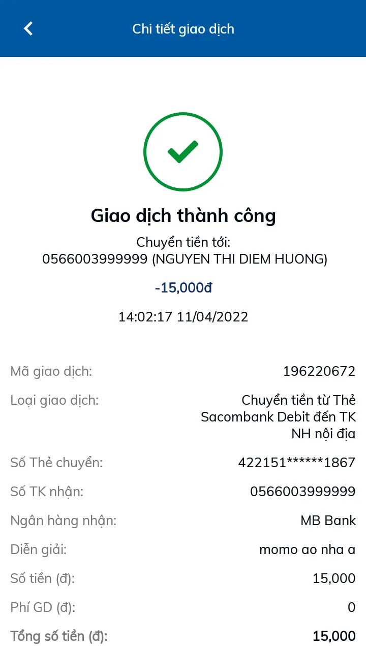 Preuves contre Nguyen Thi Diem Huong