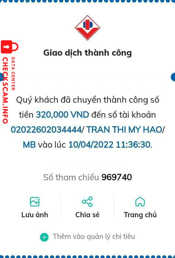 Preuves contre TRAN THI MY HAO