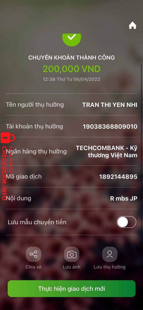 Preuves contre TRAN THI YEN NHI