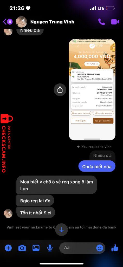 Preuves contre Nguyen Trung Vinh