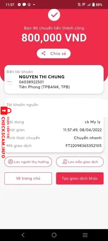 Preuves contre NGUYEN THI CHUNG