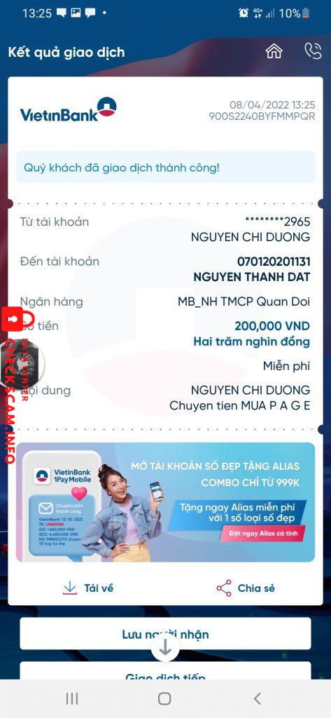 Preuves contre Nguyen thanh dat