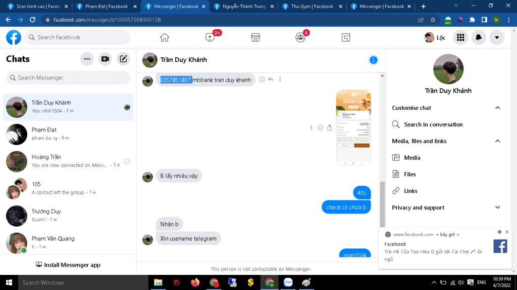 Preuves contre Trần Duy Khánh