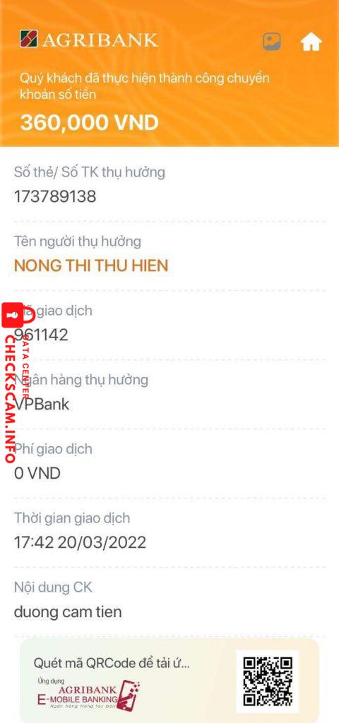 Preuves contre NONG THI THU HIEN