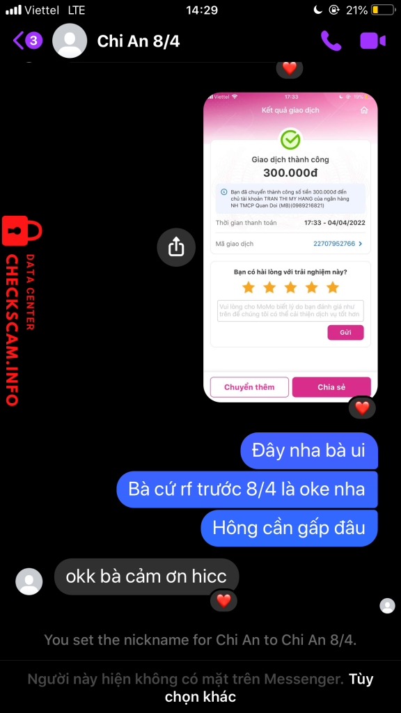 Preuves contre Tran Thi My Hang