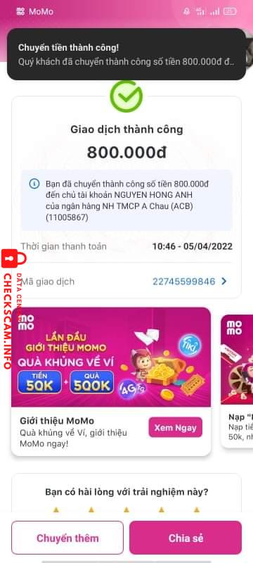 Preuves contre NGUYỄN HONG ANH