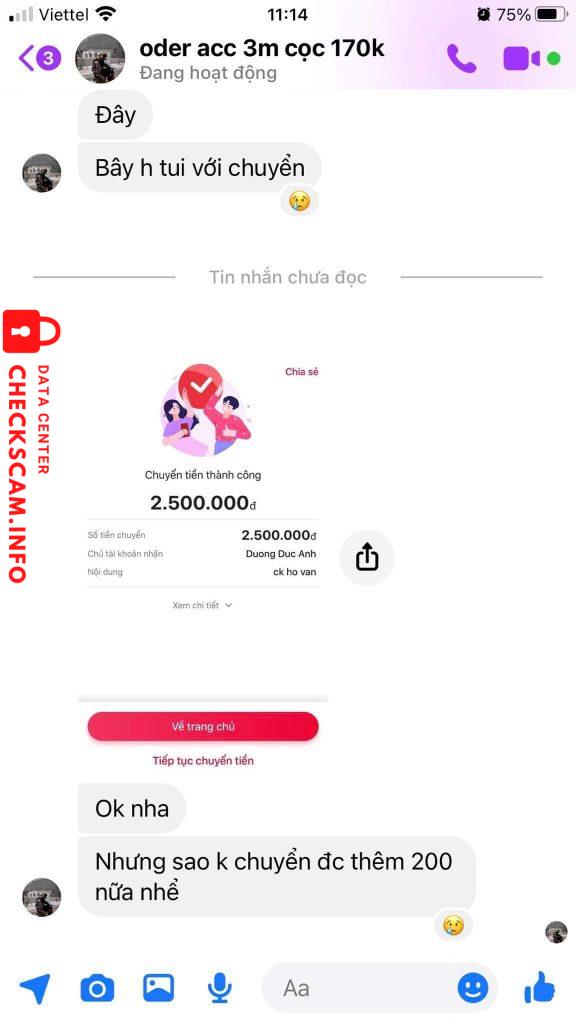 Preuves contre Dương Đức Anh