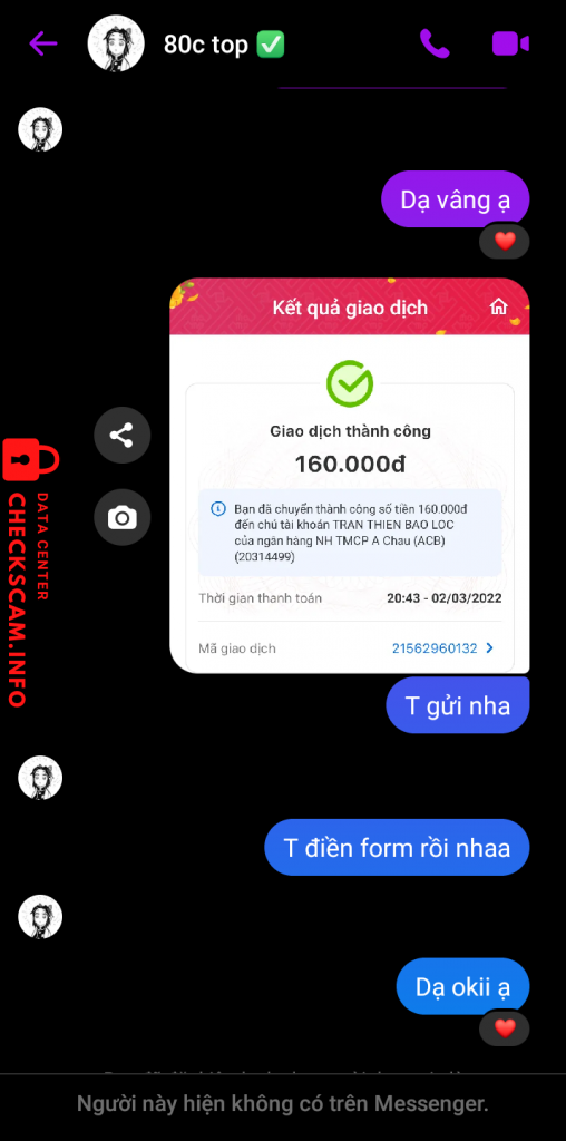 Preuves contre TRAN THIEN BAO LOC