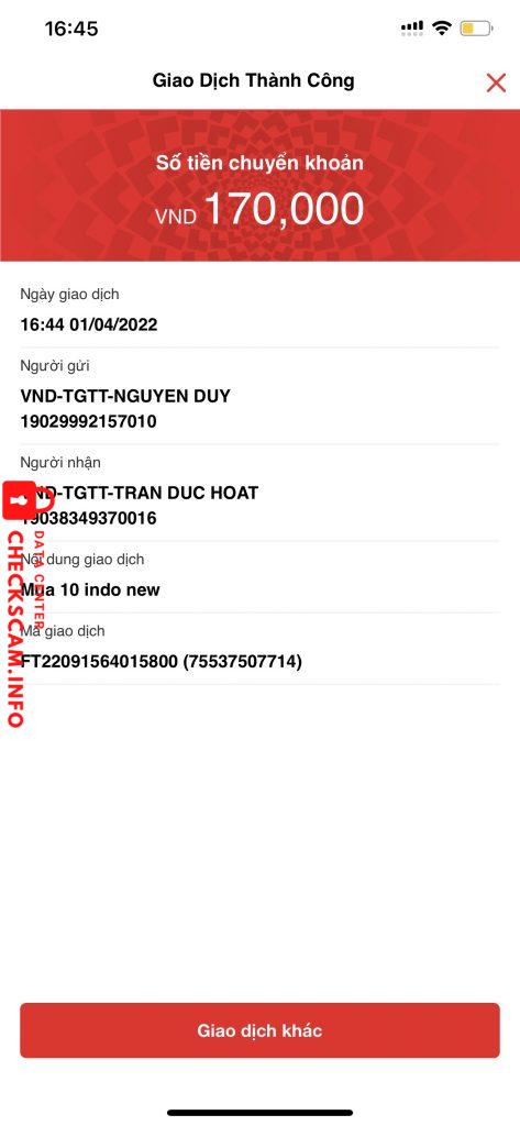 Preuves contre Tran Duc Hoat