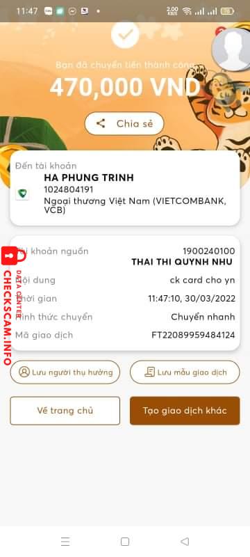 Preuves contre HA PHUNG TRINH