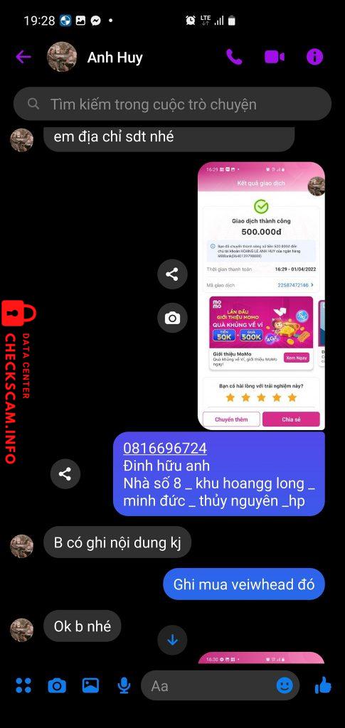 Preuves contre Hoàng Lê Anh Huy