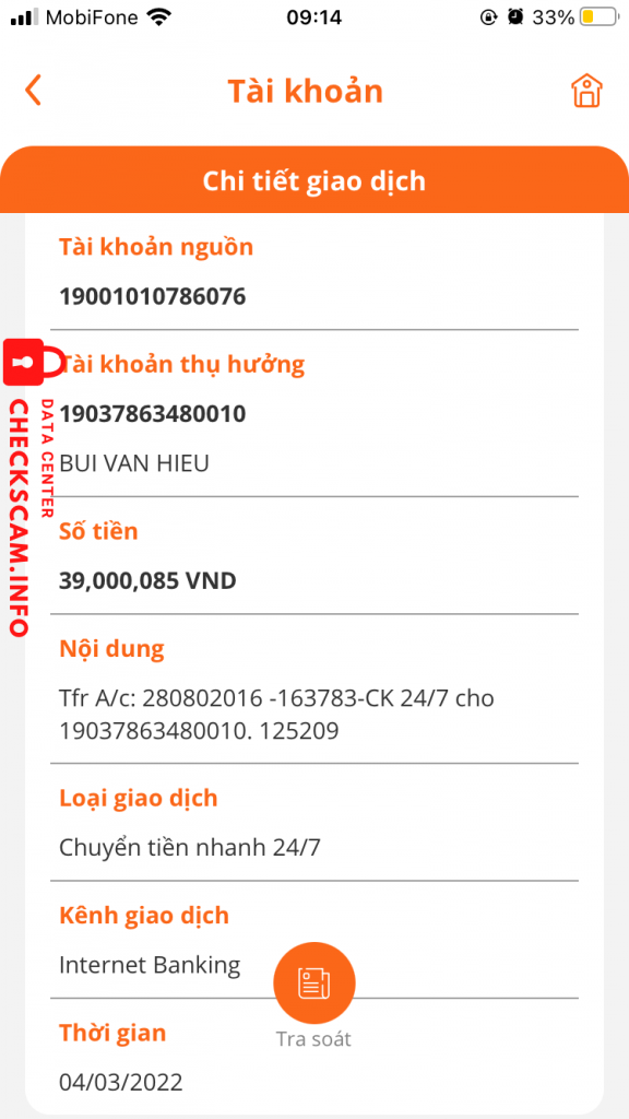 Preuves contre BUI VAN HIEU