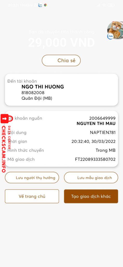 Preuves contre NGO THI HUONG