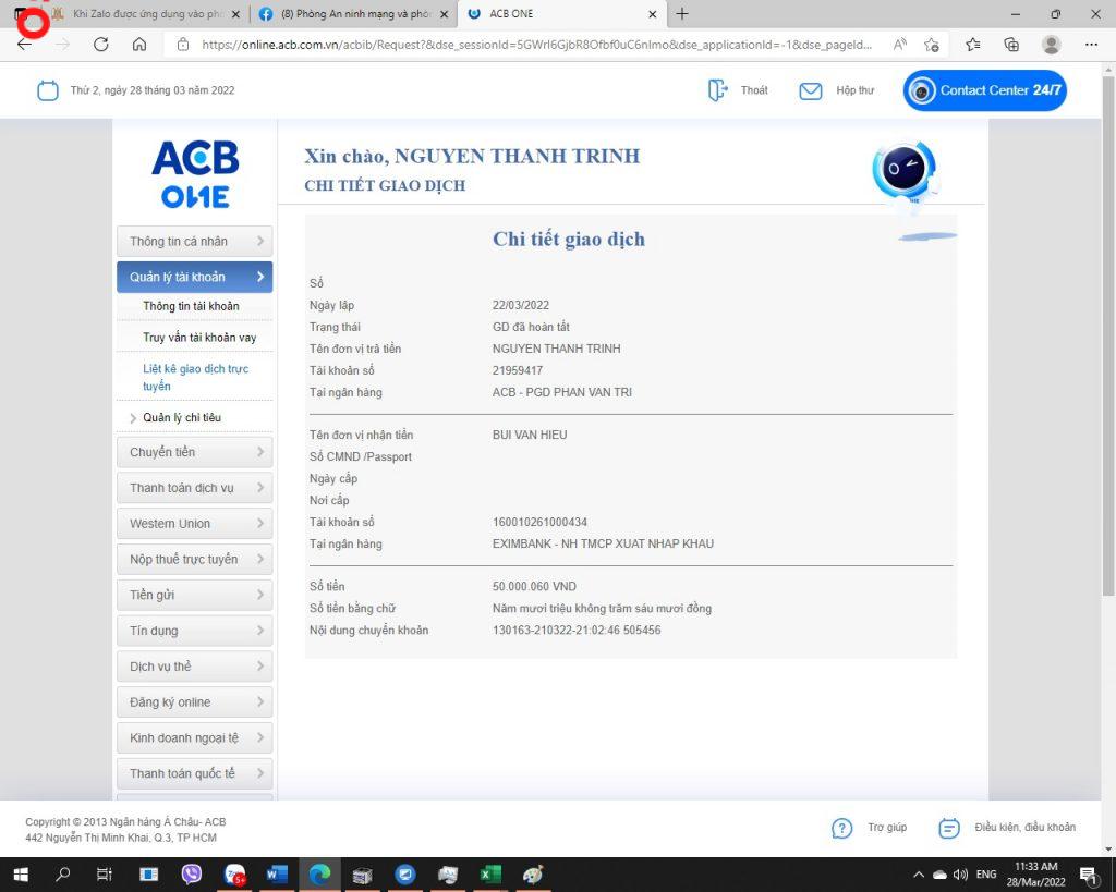 Preuves contre BUI VAN HIEU