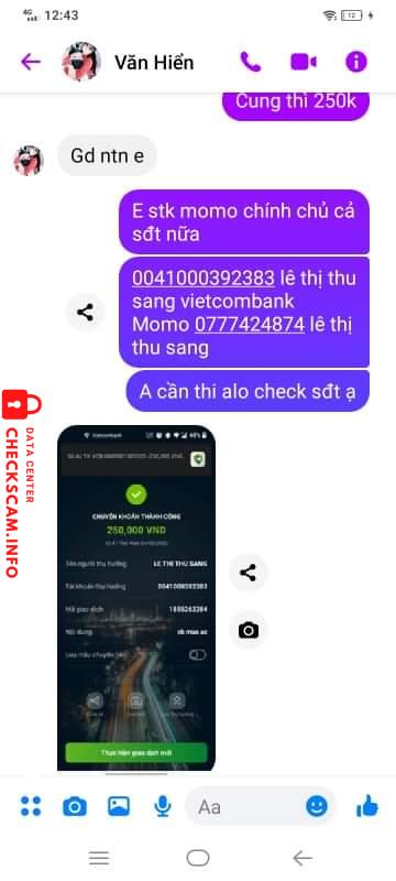 Preuves contre Lê Thị Thu Sang