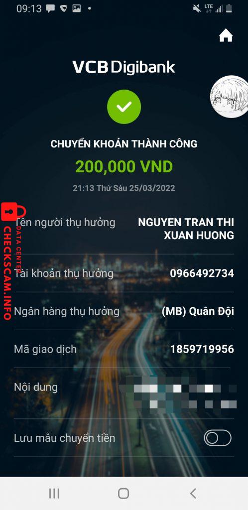 Preuves contre NGUYEN TRAN THI XUAN HUONG