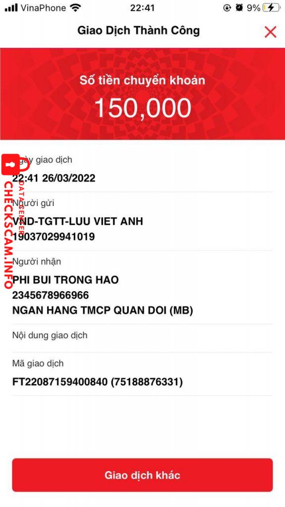 Preuves contre Phi Bui Trong Hao