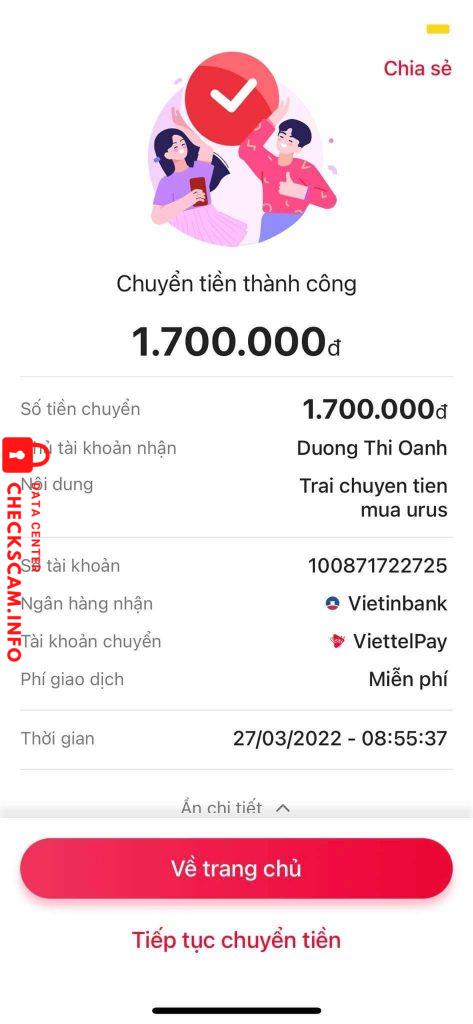 Preuves contre Dương Thị Oanh