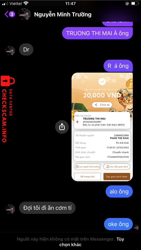 Preuves contre TRUONG THI MAI