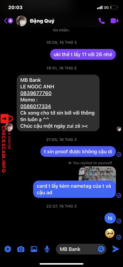 Preuves contre LE NGOC ANH