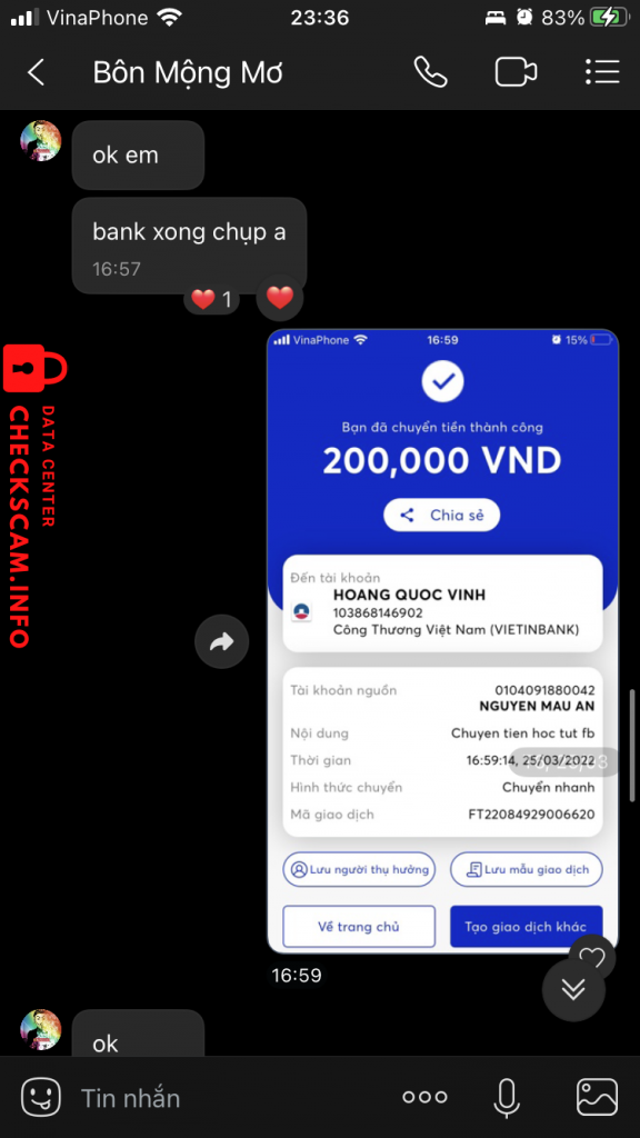 Preuves contre Hoang Quoc Vinh