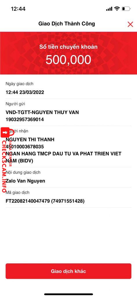 Preuves contre NGUYEN THI THANH