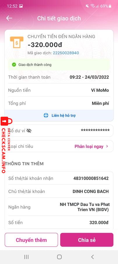 Preuves contre DING CONG BACH