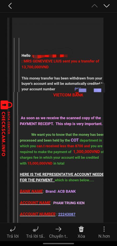 Preuves contre PHẠM TRUNG KIÊN