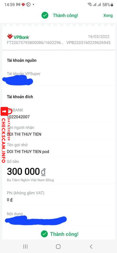 Preuves contre DOI THI THUY TIEN