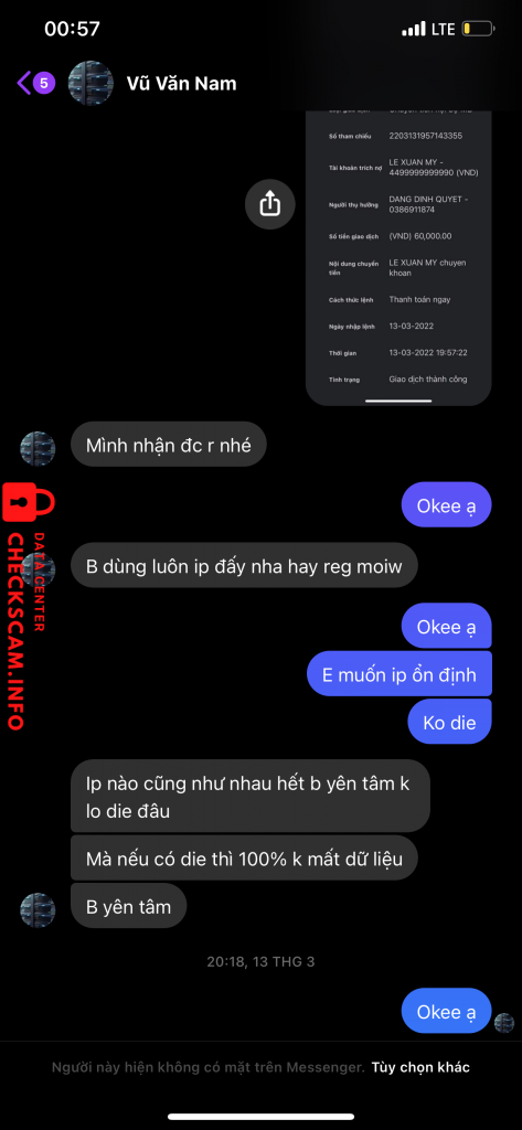 Preuves contre Vũ văn nam