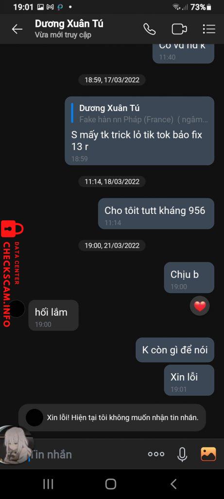 Preuves contre Dương Xuân Tú