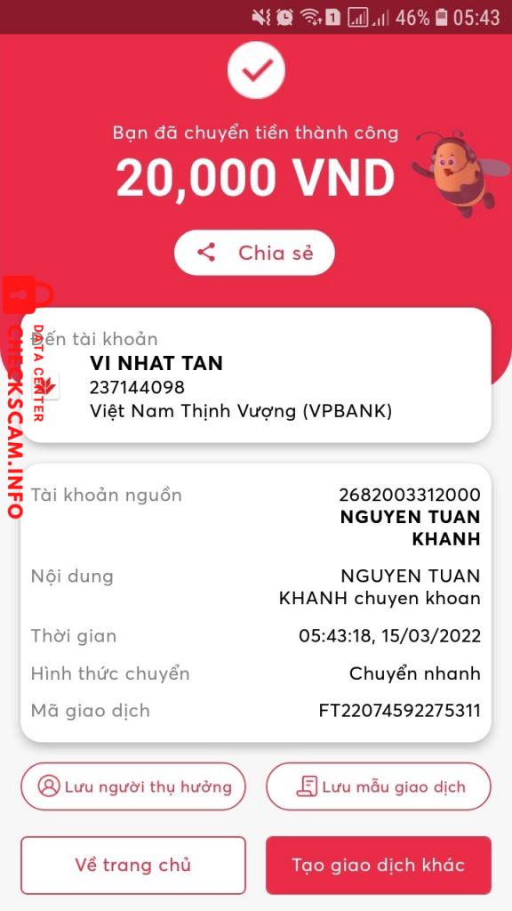 Preuves contre Vi Nhật Tân