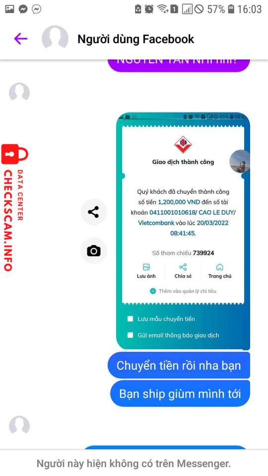 Preuves contre CAO LE DUY