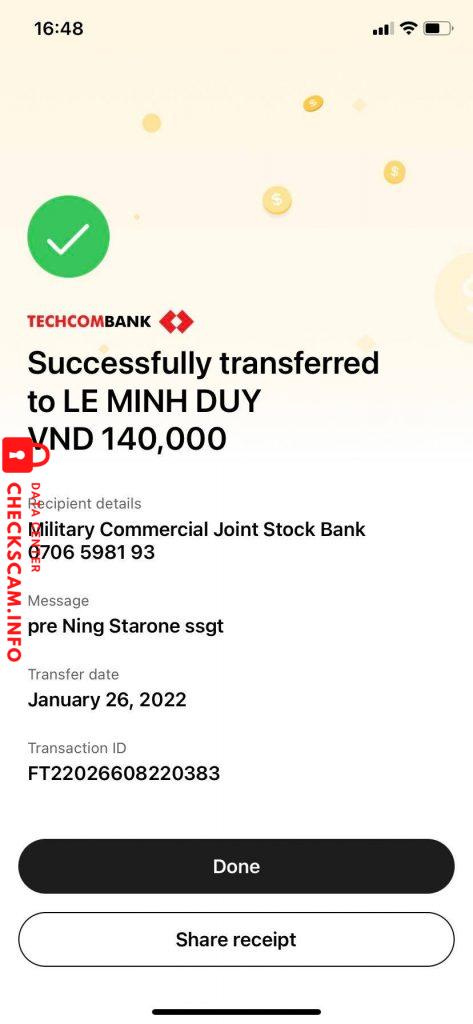 Preuves contre Le Minh Duy