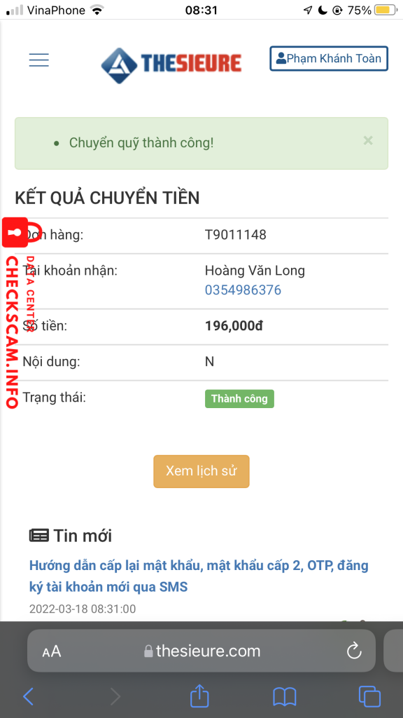 Preuves contre Hoàng Văn Long