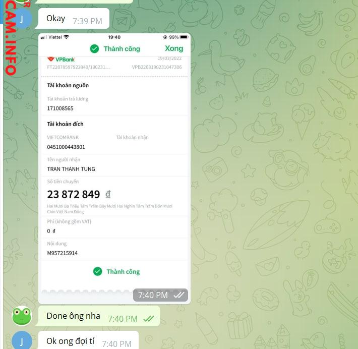 Preuves contre Tran Thanh Tung