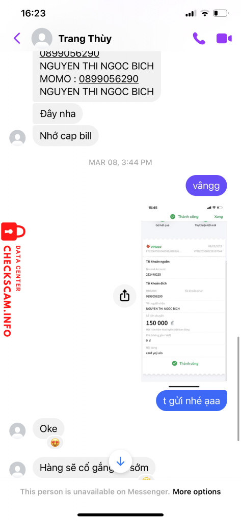 Preuves contre NGUYỄN THỊ NGỌC BÍCH