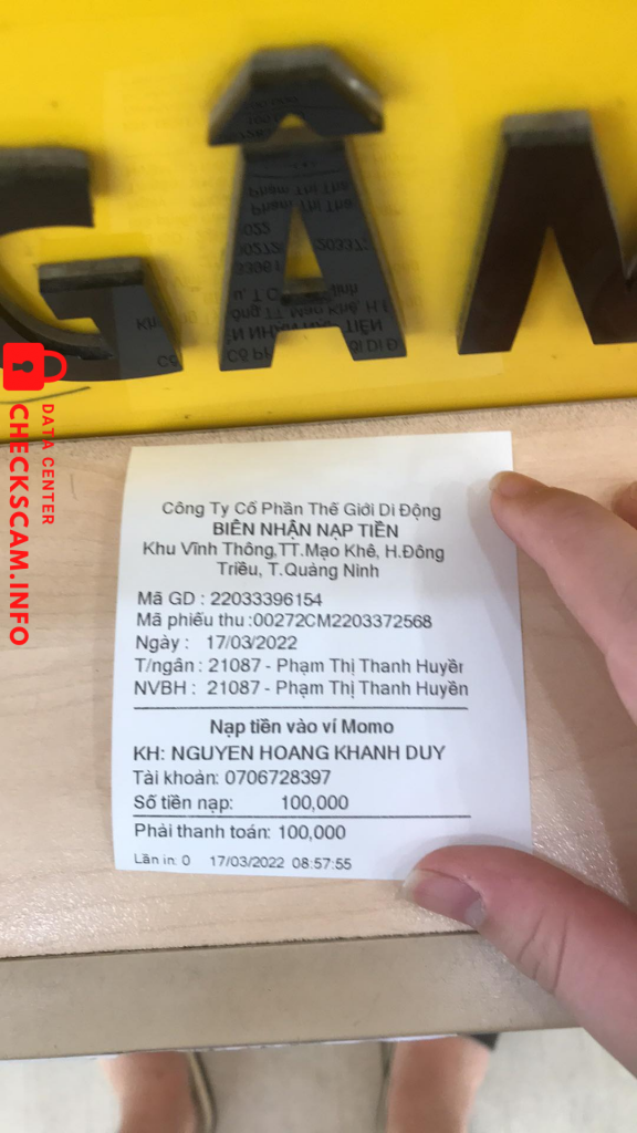 Preuves contre Nguyễn Hoàng Khánh Duy