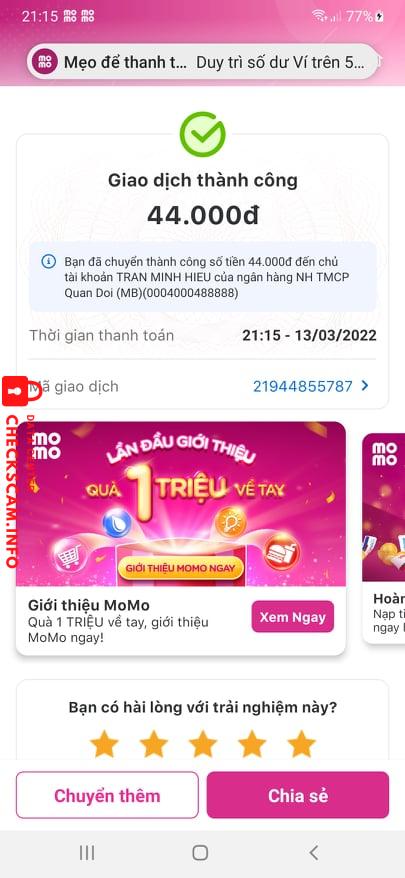 Bukti melawan TRAN MINH HIEU