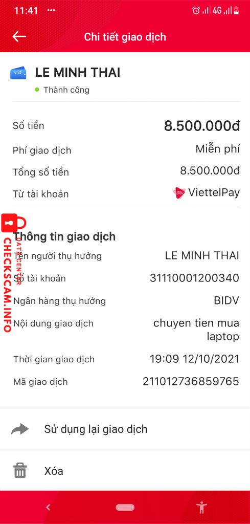 Evidence against Le Minh Thai