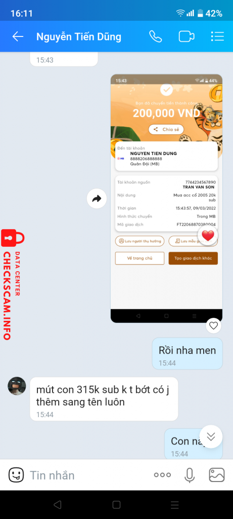 Ebidensya laban sa Nguyễn Tiến Dũng