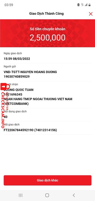 Ebidensya laban sa Duong Quoc Tuan